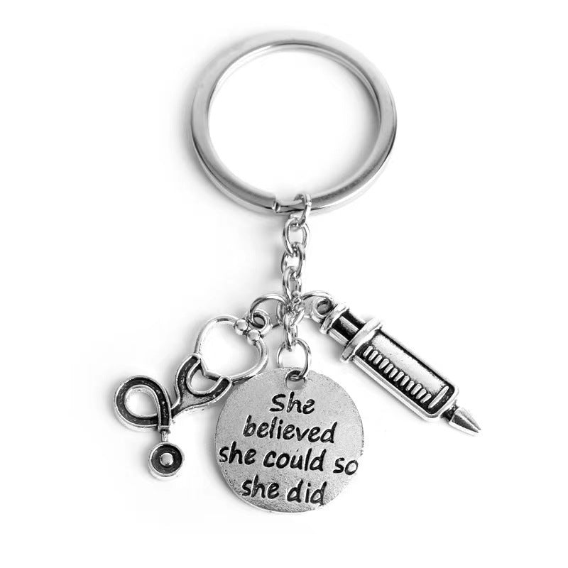Wholesale Stethoscope Syringe Syringe Medical Staff Medical Equipment Keychain